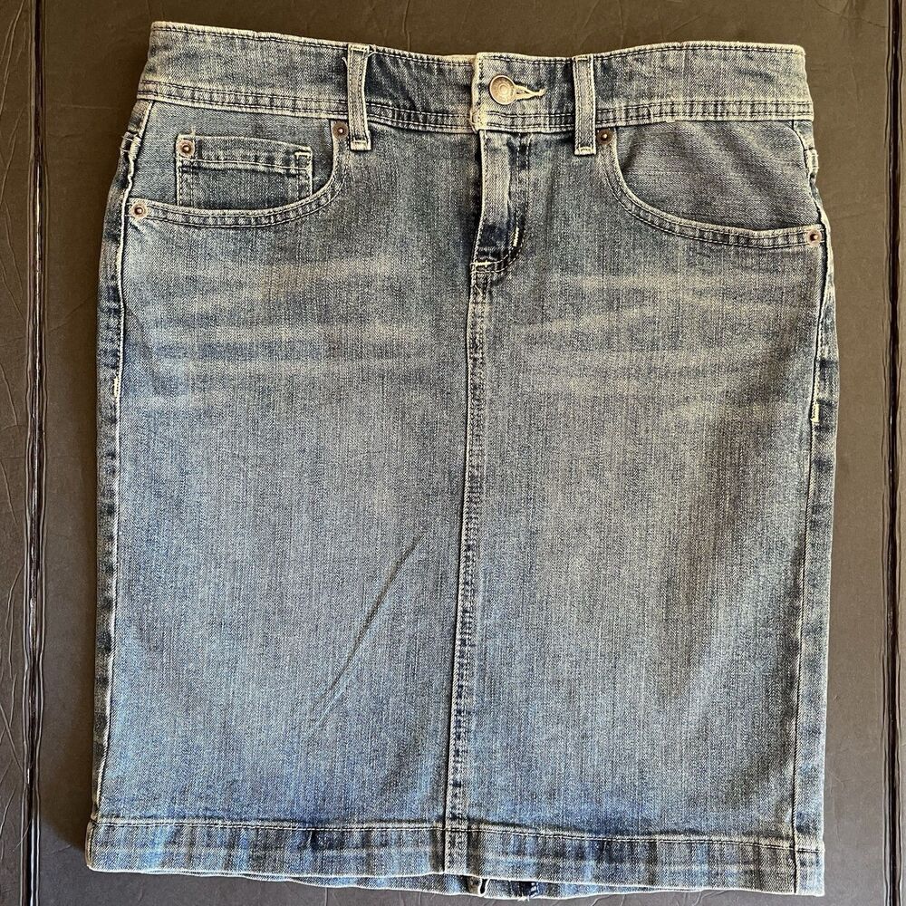 NWT GH Bass & Co Denim Mini Stretch Skirt Womens 2 Blue Western Coastal Retro
